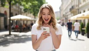 femme heureuse smartphone