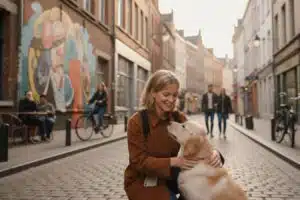 femme avec son golden