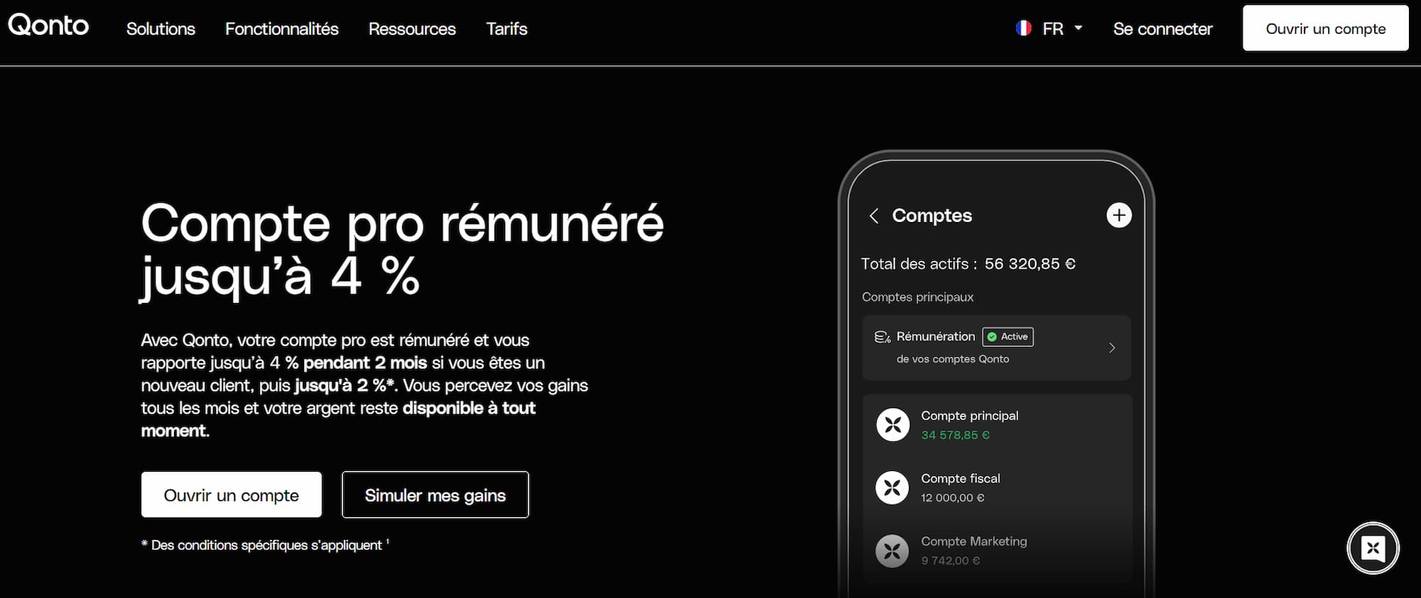 Qonto compte pro rémunéré 4%