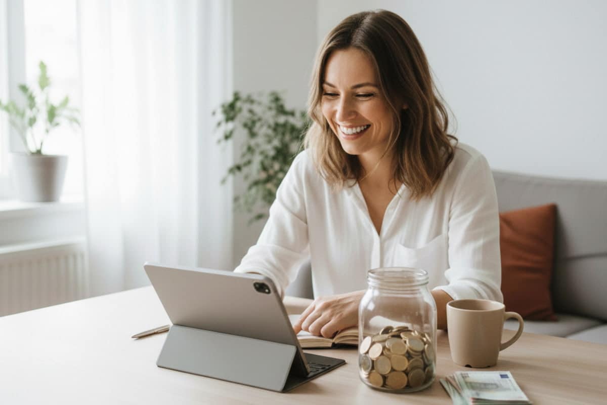 jeune femme souscrivant une assurance vie sur sa tablette