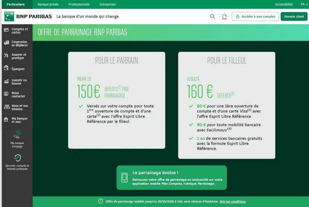parrainage bnp paribas fonctionnement