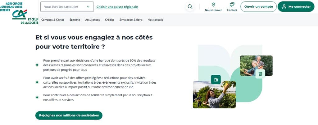 Page d'accueil du Crédit Agricole