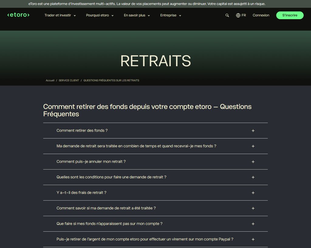Retrait eToro avis : délai de retrait