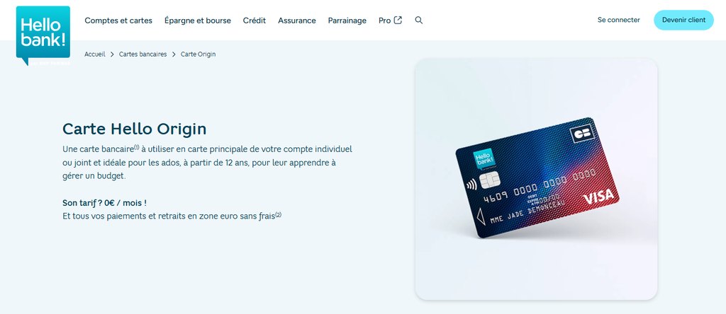 Compte mineur Hello bank!