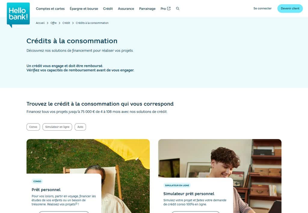 crédit consommation Hello bank!