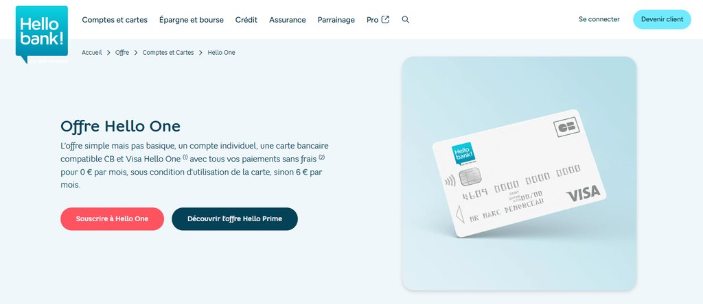 carte Visa à autorisation systématique Hello Bank