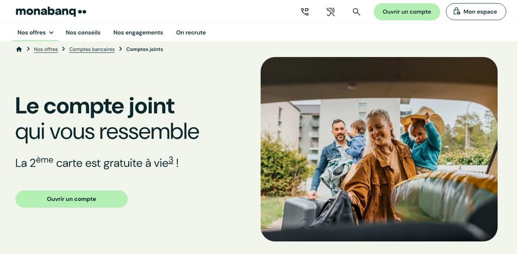 Avantages de l'offre de compte commun chez Monabanq