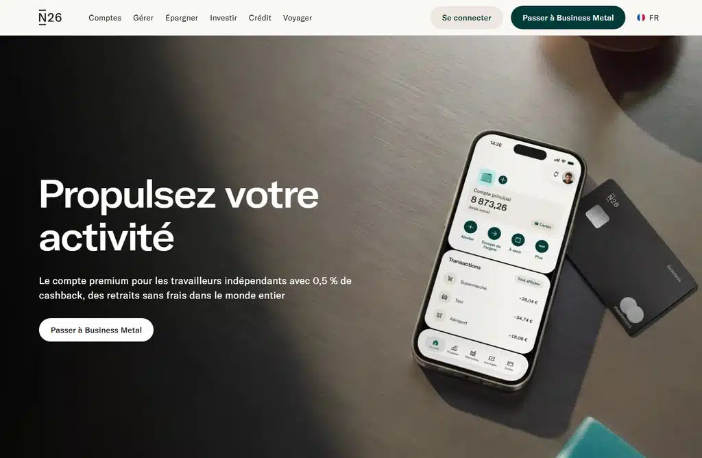 Carte bancaire pro plafond élevés n26 business