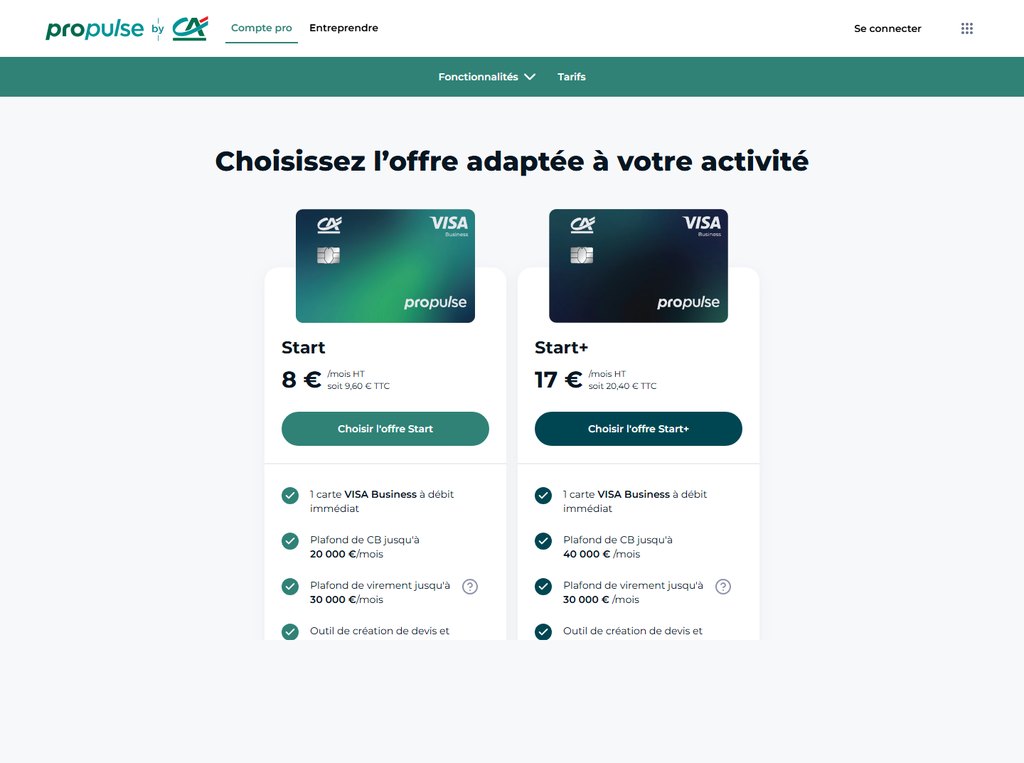 Frais compte pro sans kbis