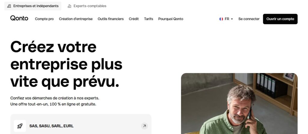 Compte pro avec création d'entreprise