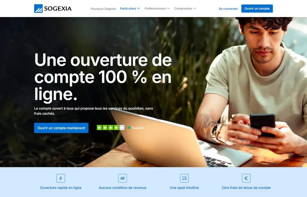 Page du compte en ligne Sogexia pour les particuliers