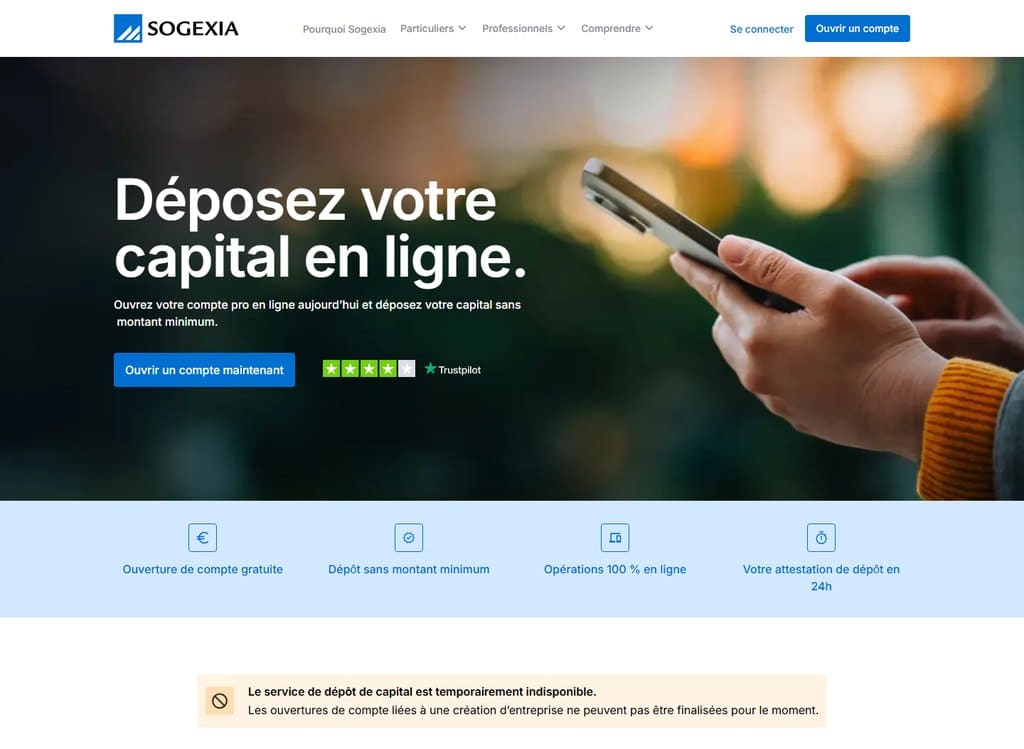 Dépot de capital en ligne Sogexia