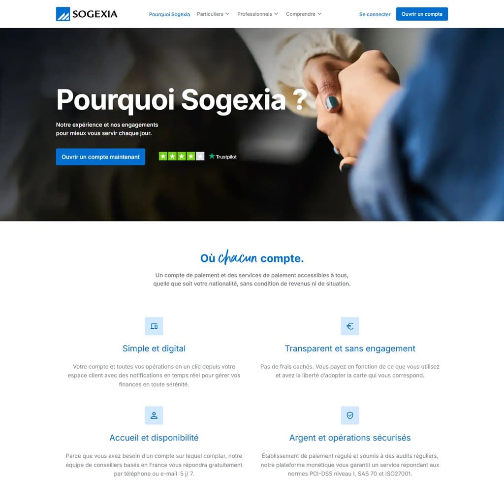 Page Pourquoi Sogexia : engagements de la marque